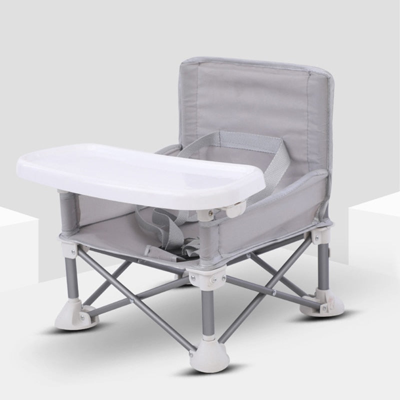 Portable Foldable Baby Feeding Chair - Grey_0